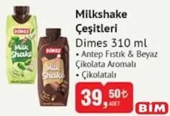 DİMES MİLKSHAKE ÇEŞİTLERİ 310 ML fiyat ve kampanya bilgisi